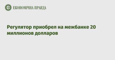 Регулятор приобрел на межбанке 20 миллионов долларов - epravda.com.ua - Украина