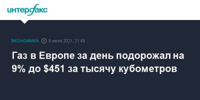 Газ в Европе за день подорожал на 9% до $451 за тысячу кубометров - interfax.ru - Москва - Голландия - Европа