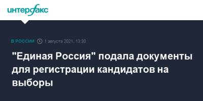 Евгений Шевченко - "Единая Россия" подала документы для регистрации кандидатов на выборы - interfax.ru - Москва - Россия