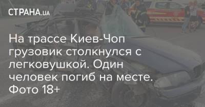 На трассе Киев-Чоп грузовик столкнулся с легковушкой. Один человек погиб на месте. Фото 18+ - strana.ua - Украина - Киев - район Ровенский