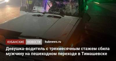Девушка-водитель с трехмесячным стажем сбила мужчину на пешеходном переходе в Тимашевске - kubnews.ru - Краснодарский край - район Красноармейский - Тимашевск