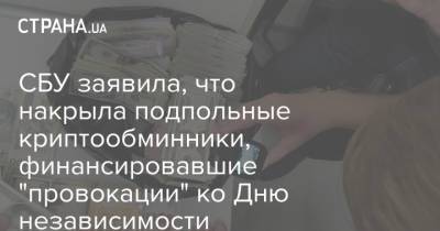 СБУ заявила, что накрыла подпольные криптообминники, финансировавшие "провокации" ко Дню независимости - strana.ua - Украина