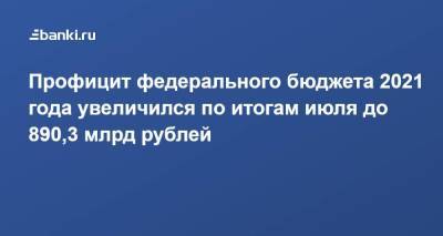 Профицит федерального бюджета 2021 года увеличился по итогам июля до 890,3 млрд рублей - smartmoney.one - Россия