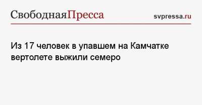 Из 17 человек в упавшем на Камчатке вертолете выжили семеро - svpressa.ru - Краснодар - Красноярск - Апсны