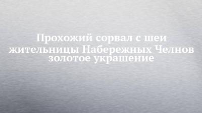 Прохожий сорвал с шеи жительницы Набережных Челнов золотое украшение - chelny-izvest.ru - Россия - Набережные Челны - район Тукаевский