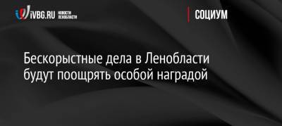 Александр Дрозденко - Ольга Амельченкова - Бескорыстные дела в Ленобласти будут поощрять особой наградой - ivbg.ru - Украина - Ленинградская обл.