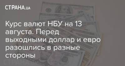 Курс валют НБУ на 13 августа. Перед выходными доллар и евро разошлись в разные стороны - strana.ua - Украина