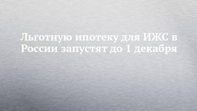 Владимир Путин - Марат Хуснуллин - Эльвира Набиуллина - Льготную ипотеку для ИЖС в России запустят до 1 декабря - chelny-izvest.ru - Россия