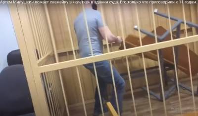 Видео дня: осужденный активист Артем Милушкин громит клетку в зале суда - newizv.ru - Россия - Пскова