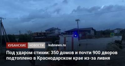 Под ударом стихии: 350 домов и почти 900 дворов подтоплено в Краснодарском крае из-за ливня - kubnews.ru - Анапа - Краснодарский край - Славянск - район Темрюкский
