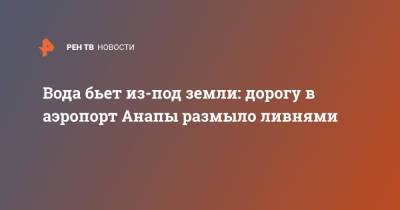 Вода бьет из-под земли: дорогу в аэропорт Анапы размыло ливнями - ren.tv - Анапа - Краснодарский край