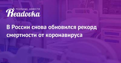 В России снова обновился рекорд смертности от коронавируса - readovka.news - Москва - Россия