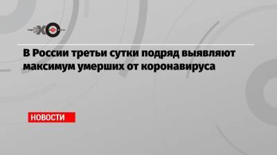В России третьи сутки подряд выявляют максимум умерших от коронавируса - echo.msk.ru - Москва - Россия - Иркутская обл. - Санкт-Петербург