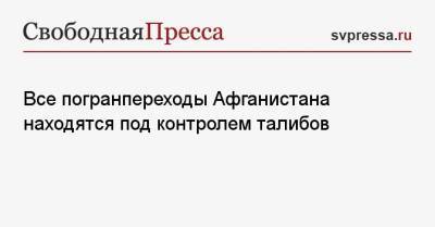 Все погранпереходы Афганистана находятся под контролем талибов - svpressa.ru - Афганистан - Кабул