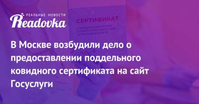 В Москве возбудили дело о предоставлении поддельного ковидного сертификата на сайт Госуслуги - readovka.news - Москва - Россия