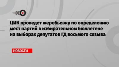 Элла Памфилова - ЦИК проведет жеребьевку по определению мест партий в избирательном бюллетене на выборах депутатов ГД восьмого созыва - echo.msk.ru - Россия