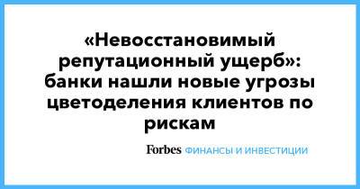 «Невосстановимый репутационный ущерб»: банки нашли новые угрозы цветоделения клиентов по рискам - forbes.ru - Россия