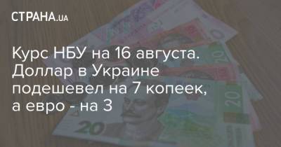 Курс НБУ на 16 августа. Доллар в Украине подешевел на 7 копеек, а евро - на 3 - strana.ua - Украина