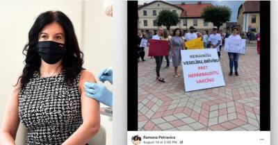 Привитая от Covid-19 Петравича вышла на митинг против "обязательной вакцинации" - rus.delfi.lv - Латвия