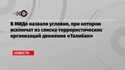 Замир Кабулов - В МИДе назвали условие, при котором исключат из списка террористических организаций движение «Талибан» - echo.msk.ru - Москва - Россия - Афганистан