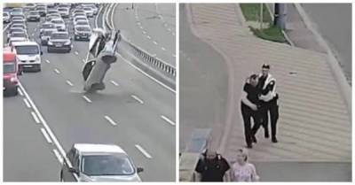 В Киеве пьяный водитель наехал на провода, перевернул машину и свалил вину на супругу - skuke.net - Киев - Интересно