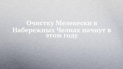 Очистку Мелекески в Набережных Челнах начнут в этом году - chelny-izvest.ru - Краснодар - Набережные Челны