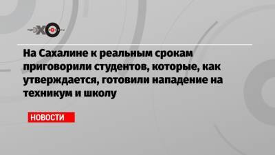 На Сахалине к реальным срокам приговорили студентов, которые, как утверждается, готовили нападение на техникум и школу - echo.msk.ru - Южно-Сахалинск