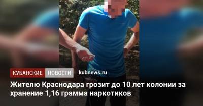 Жителю Краснодара грозит до 10 лет колонии за хранение 1,16 грамма наркотиков - kubnews.ru - Россия - Краснодарский край - Краснодар