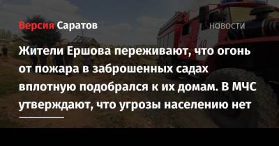 Жители Ершова переживают, что огонь от пожара в заброшенных садах вплотную подобрался к их домам. В МЧС утверждают, что угрозы населению нет - nversia.ru