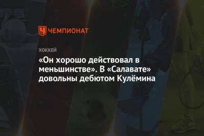 Николай Кулемин - Томи Лямся - «Он хорошо действовал в меньшинстве». В «Салавате» довольны дебютом Кулёмина - championat.com