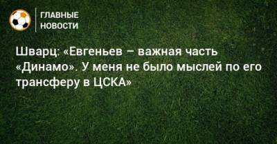 Роман Евгеньев - Сандро Шварц - Шварц: «Евгеньев – важная часть «Динамо». У меня не было мыслей по его трансферу в ЦСКА» - bombardir.ru