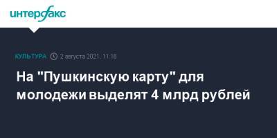 Владимир Путин - Михаил Мишустин - На "Пушкинскую карту" для молодежи выделят 4 млрд рублей - interfax.ru - Москва