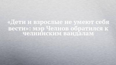 Наиль Магдеев - «Дети и взрослые не умеют себя вести»: мэр Челнов обратился к челнинским вандалам - chelny-izvest.ru - Набережные Челны