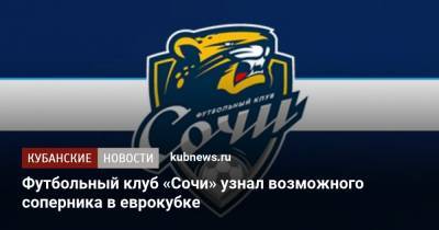 Футбольный клуб «Сочи» узнал возможного соперника в еврокубке - kubnews.ru - Бельгия - Сочи - респ. Татарстан - Словения - Португалия - Латвия