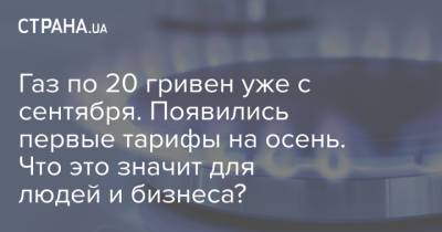 Геннадий Рябцев - Газ по 20 гривен уже с сентября. Появились первые тарифы на осень. Что это значит для людей и бизнеса? - strana.ua - Украина - Тарифы