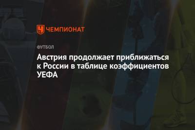 Австрия продолжает приближаться к России в таблице коэффициентов УЕФА - championat.com - Австрия - Россия - Шотландия