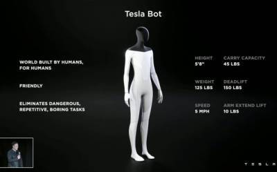 Илон Маск - Маск анонсировал антропоморфного робота Tesla Bot с искусственным интеллектом - unn.com.ua - США - Украина - Киев