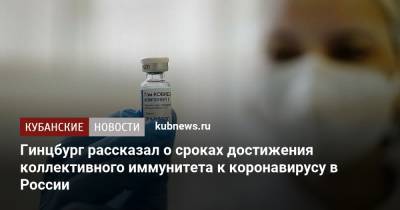 Александр Гинцбург - Гинцбург рассказал о сроках достижения коллективного иммунитета к коронавирусу в России - kubnews.ru - Россия - Краснодар