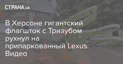 Lexus - В Херсоне гигантский флагшток с Тризубом рухнул на припаркованный Lexus. Видео - strana.ua - Украина - Киев - Херсон - Kherson