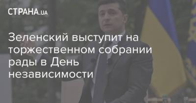 Владимир Зеленский - Дмитрий Разумков - Зеленский выступит на торжественном собрании рады в День независимости - strana.ua - Украина