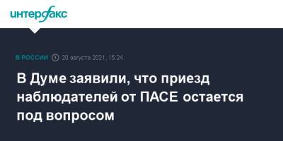 Леонид Калашников - В Думе заявили, что приезд наблюдателей от ПАСЕ остается под вопросом - interfax.ru - Москва - Россия