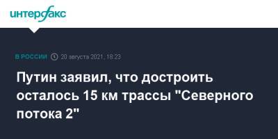 Владимир Путин - Ангела Меркель - Алексей Миллер - Путин заявил, что достроить осталось 15 км трассы "Северного потока 2" - interfax.ru - Москва - Россия - США - Германия