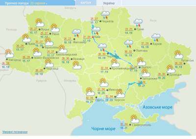 Погода 21 августа: в Украине местами дожди с грозами - narodna-pravda.ua - Россия - Украина - Киев - Харьков - Украинск - Черкассы - Полтава - Сумы