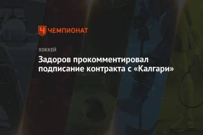 Никита Задоров - Задоров прокомментировал подписание контракта с «Калгари» - championat.com