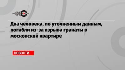 Два человека, по уточненным данным, погибли из-за взрыва гранаты в московской квартире - echo.msk.ru - Москва