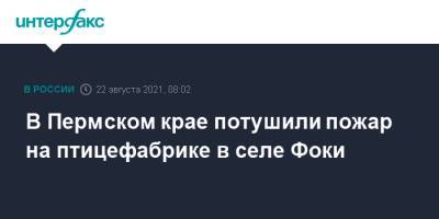 В Пермском крае потушили пожар на птицефабрике в селе Фоки - interfax.ru - Москва - Пермский край