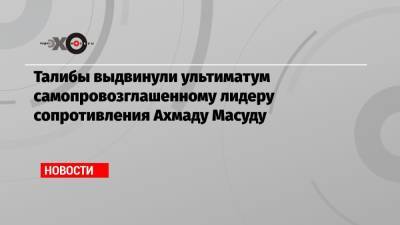 Ахмад Масуд - Талибы выдвинули ультиматум самопровозглашенному лидеру сопротивления Ахмаду Масуду - echo.msk.ru - Reuters