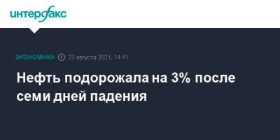 Нефть подорожала на 3% после семи дней падения - interfax.ru - Москва - Китай - Лондон - Нью-Йорк