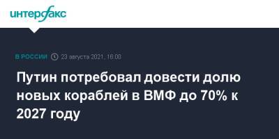 Владимир Путин - Путин потребовал довести долю новых кораблей в ВМФ до 70% к 2027 году - interfax.ru - Москва - Россия - Сирия