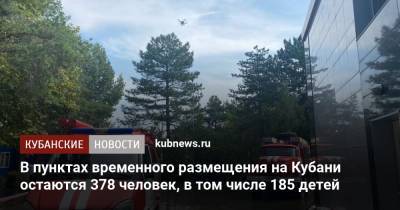 В пунктах временного размещения на Кубани остаются 378 человек, в том числе 185 детей - kubnews.ru - Россия - Анапа - Краснодарский край - Славянск - Новороссийск - район Темрюкский